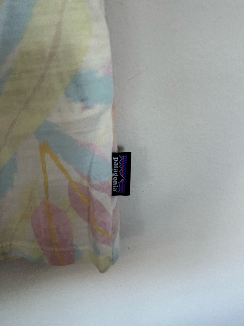 Patagonia Pastel Floral Leaf Short Sleeve Tee - Pink Blue Yellow - Picture 3 of 5